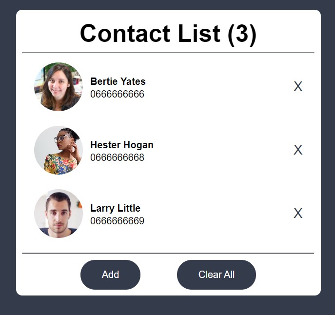 Contact list application image